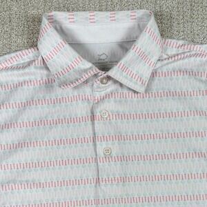 Southern Tide Mens Medium Golf Ball Tee AOP Performance Short Sleeve Polo Shirt